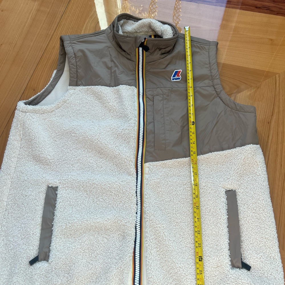 K-Way Cream and Gray Fleece Vest